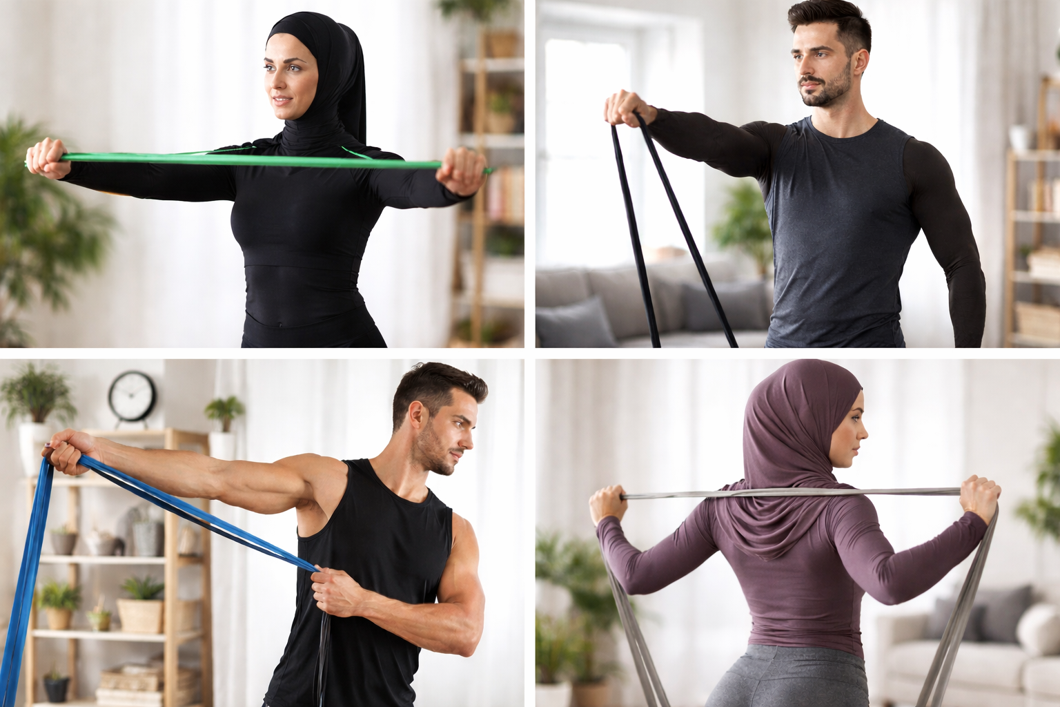 تمرینات ساده با کش بدنسازی برای شانه