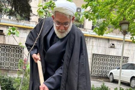رئیس دیوان عالی یک اصله نهال مثمر در دادگستری کاشت